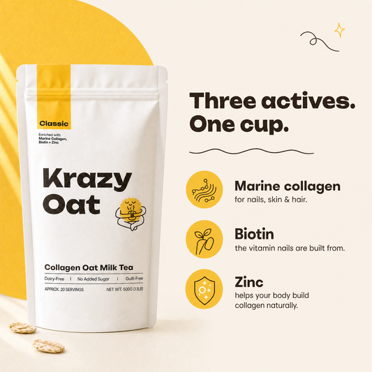Collagen Oat Milk Tea, Classic, Marine Collagen + Biotin + Zinc