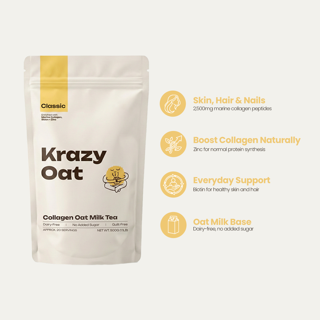 Collagen Oat Milk Tea, Classic, Marine Collagen + Biotin + Zinc